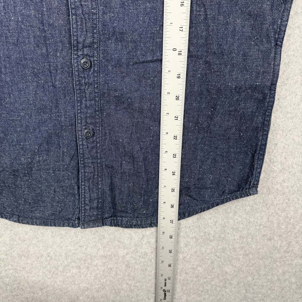Levis Shirt Mens Small Blue Denim Hemp Blend Button Up Short Sleeve Casual - Picture 8 of 10